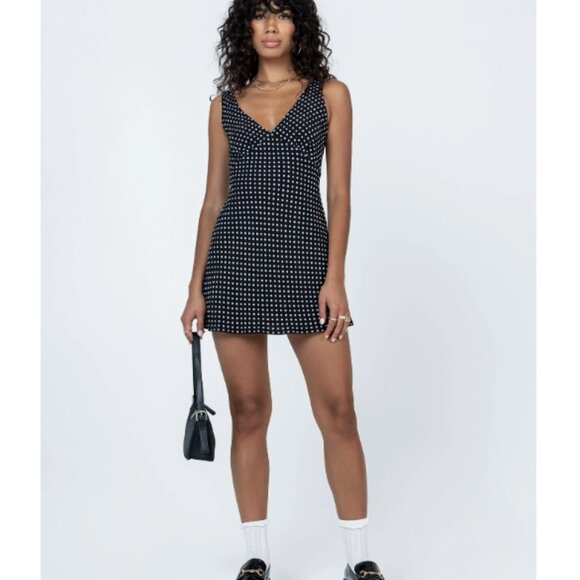 Princess Polly USA Nellie Mini Dress Black Polka Dot Small - Picture 3 of 4